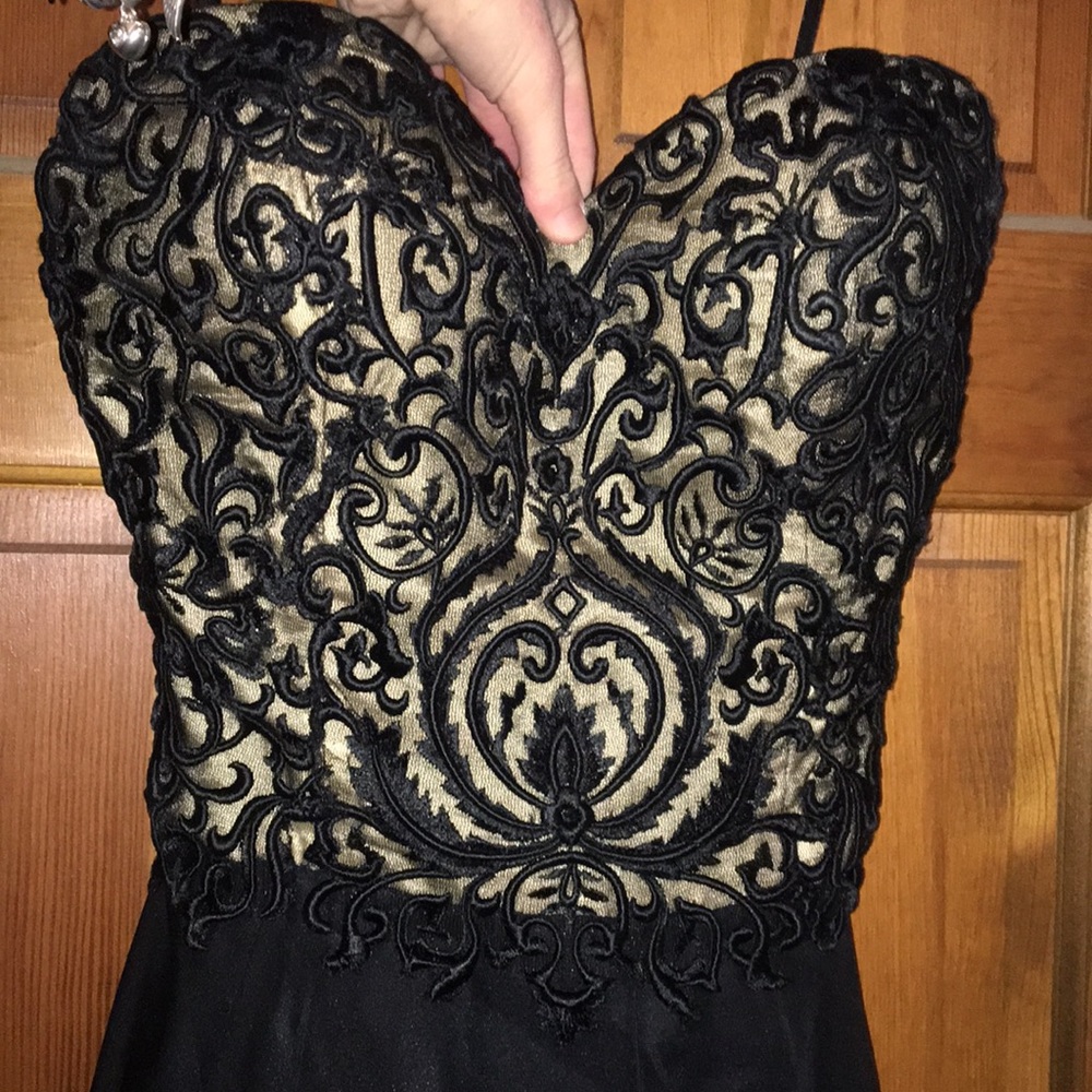 PROM DRESS, nude color under embroidery